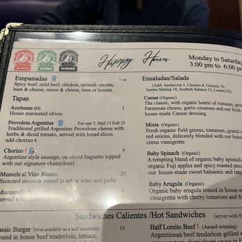 Buenos Aires Cafe - HH menu Jan '26 - Argentine Near Me - Bee Cave, Texas