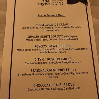 The Royce Wood-Fired Steakhouse - Menu - Steakhouses Near Me - Pasadena, California The Royce Wood-Fired Steakhouse - Menu - Steakhouses Near Me - Pasadena, California