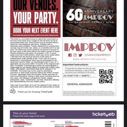 San Jose Improv - No mention of ID required on the ticket