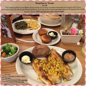 Cracker Barrel Old Country Store - Southern Trout with mixed seasonal vegetables and baked sweet potato from the Wholesome Fixin's menu - Breakfast & Brunch Near Me - Phoenix, Arizona Cracker Barrel Old Country Store - Southern Trout with mixed seasonal vegetables and baked sweet potato from the Wholesome Fixin's menu - Breakfast & Brunch Near Me - Phoenix, Arizona