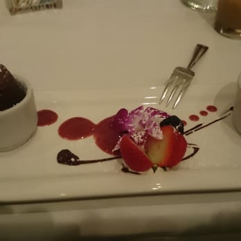 Dewz Restaurant - Molten chocolate cake and chocolate sorbet - New American Near Me - Modesto, California Dewz Restaurant - Molten chocolate cake and chocolate sorbet - New American Near Me - Modesto, California