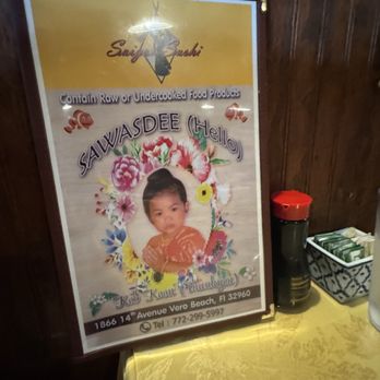 Saigon Sushi - Menu face - Asian Fusion Near Me - Vero Beach, Florida