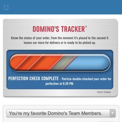Domino's Pizza - Good double checked at 6:29 and sent out at 7:04. 35 minutes of sitting there.