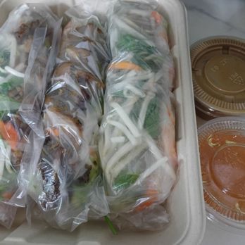 Gold Banh - Spring rolls, "not" peanut sauce and fish sauce. - Sandwiches Near Me - Glendora, California Gold Banh - Spring rolls, "not" peanut sauce and fish sauce. - Sandwiches Near Me - Glendora, California
