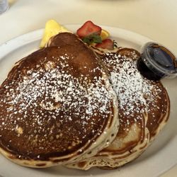 Pancakes. Blueberries can be added for another $1.50. The pancakes are tasty.