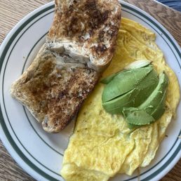 Omelette with avocado and house made bread