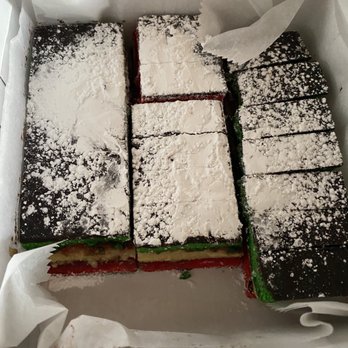 Aliotta Pastry Shop - Rainbow 7 Layer Cookie with Powdered sugar Sprinkle to perfection - Bakeries Near Me - Brooklyn, New York
