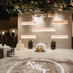 Fantasy Sound Event Services - Wooden arbor, monogram lighting