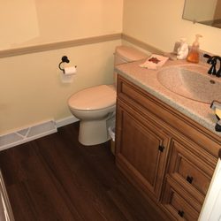 All Around Roofing & Construction - Bathroom after an insurance water and mold loss.