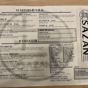 Sazan Ramen - Menu - Ramen Near Me - Austin, Texas Sazan Ramen - Menu - Ramen Near Me - Austin, Texas
