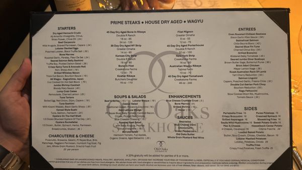 Menu photo 1 Old Oaks Steakhouse Thousand Oaks, CA Menu photo 1 Old Oaks Steakhouse Thousand Oaks, CA