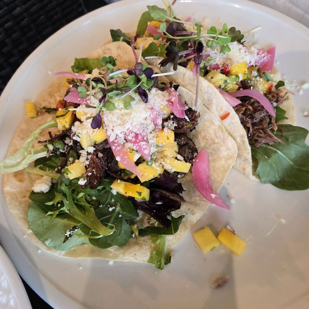Sbicca Del Mar - Short rib tacos.. a bit on the dry side as it needed some salsa or sauce - Wine Bars Near Me - Del Mar, California Sbicca Del Mar - Short rib tacos.. a bit on the dry side as it needed some salsa or sauce - Wine Bars Near Me - Del Mar, California