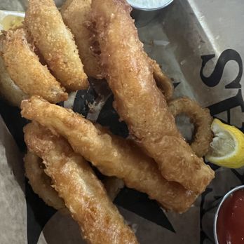 The Boat - Fish and onion rings. There were more onion rings, we just dove in before the pic. Yum! - Seafood Near Me - Austin, Texas The Boat - Fish and onion rings. There were more onion rings, we just dove in before the pic. Yum! - Seafood Near Me - Austin, Texas