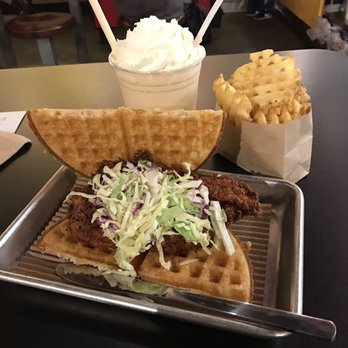Bruxie - This made for a uniquely delicious meal that I highly suggest to try if you love fried chicken and waffles! - Breakfast & Brunch Near Me - Brea, California