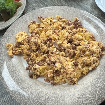 Al Tayeb Restaurant - Eggs with Sujuk - Middle Eastern Near Me - Garden City, Michigan