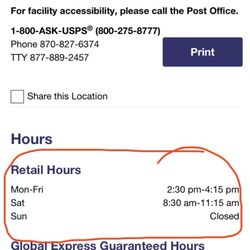 U.S. Postal Service - Wabash - Hours of operation