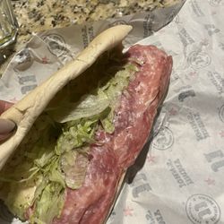 Jimmy Johns - Almost no lettuce, none, flat italian sub.
