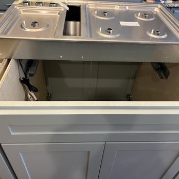Creative Granite & Cabinets - You can see how they built the stove top Compartment too small despite having the stove cutsheet - Cabinetry Near Me - Houston, Texas Creative Granite & Cabinets - You can see how they built the stove top Compartment too small despite having the stove cutsheet - Cabinetry Near Me - Houston, Texas