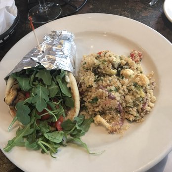 Hungry's - Roasted Eggplant wrap with side of Quinoa Salad - New American Near Me - Houston, Texas Hungry's - Roasted Eggplant wrap with side of Quinoa Salad - New American Near Me - Houston, Texas