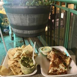 Guacamole & quesadilla with jalapeño crema Guacamole & quesadilla with jalapeño crema