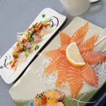Fuji Sushi Buffet - Salmon sashimi, jalapeno yamauchi, and I forget what the torchee salmon is called. - Japanese Near Me - Concord, California Fuji Sushi Buffet - Salmon sashimi, jalapeno yamauchi, and I forget what the torchee salmon is called. - Japanese Near Me - Concord, California