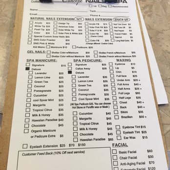 Concept Nails & Spa - Here is the price sheet that you fill out when you go in there! - Nail Salons Near Me - Arlington, Texas