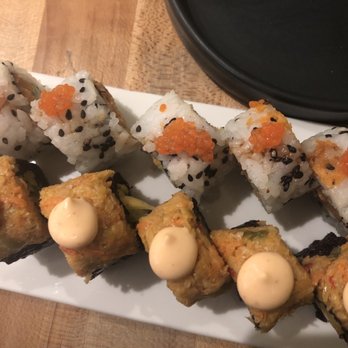 Beyond Sushi - Spicy "Tuna" on top and Spicy Mang on bottom - Sushi Bars Near Me - New York, New York Beyond Sushi - Spicy "Tuna" on top and Spicy Mang on bottom - Sushi Bars Near Me - New York, New York