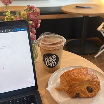Slow and Steady Coffee - Chocolate croissant and "The 75224" - Coffee & Tea Near Me - Dallas, Texas