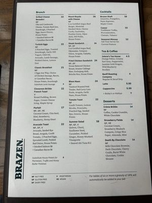 Menu photo 7 Brazen Banff, AB
