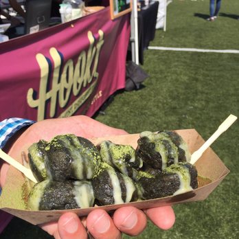 SF Matcha Fest - Black Vanilla Doughnuts with White Chocolate Matcha Sauce - Festivals Near Me - San Francisco, California SF Matcha Fest - Black Vanilla Doughnuts with White Chocolate Matcha Sauce - Festivals Near Me - San Francisco, California