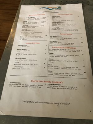 Menu photo 2 El Rincon Criollo Playa Del Rey, CA