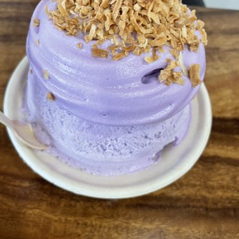 Wailua Shave Ice - Ube Shave ice comes with the foam and coconut. - Shaved Ice Near Me - Kapaa, Hawaii Wailua Shave Ice - Ube Shave ice comes with the foam and coconut. - Shaved Ice Near Me - Kapaa, Hawaii