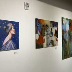 Work on the left by Zana Brown, middle and right by Nancy Hirsch Lassen Plus One Show May-June 2026