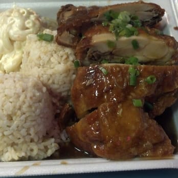 Mark's Drive Inn - Mark's Drive Inn - Oyster Sauce Chicken with brown rice & mac salad. - Hawaiian Near Me - Honolulu, Hawaii