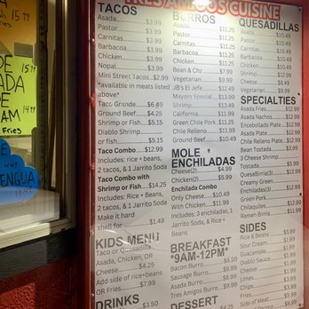 Tres Amigos - Menu on side of food truck - Food Trucks Near Me - Flagstaff, Arizona