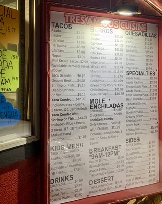 Menu photo 2 Tres Amigos Flagstaff, AZ