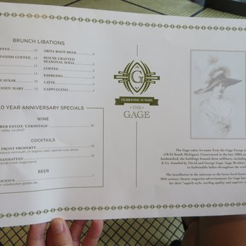 The Gage - Brunch Menu Summer 2017 side 2 The Gage 9/2017 - New American Near Me - Chicago, Illinois