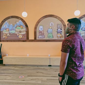 Teapioca Lounge - their cute wall!! (feat my husband @kali alhambra) - Bubble Tea Near Me - Lubbock, Texas
