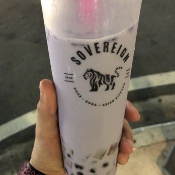 Sovereign - Taro milk tea with tapioca and rainbow jelly. - Poke Near Me - Miami, Florida Sovereign - Taro milk tea with tapioca and rainbow jelly. - Poke Near Me - Miami, Florida