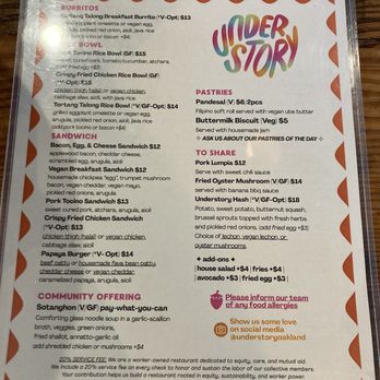 Understory - Menu - Filipino Near Me - Oakland, California Understory - Menu - Filipino Near Me - Oakland, California