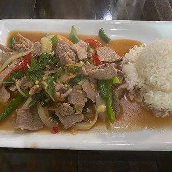 Rice & Spicy - Beef Basil Stir Fry (medium #3 spice) - Thai Near Me - San Antonio, Texas