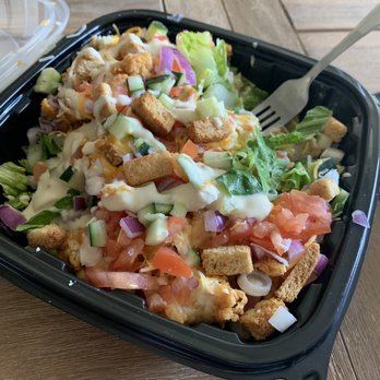 The Chicken Shack - Fried Chicken Salad. Honey mustard dressing is - Chicken Wings Near Me - Pasco, Washington