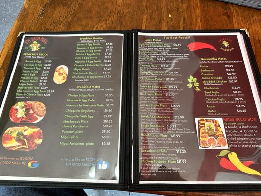 Menu photo 2 Un Taco Mass 2 Taylor, TX