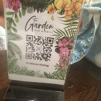 The Garden Bar And Grill - Menu Barcode Sign - Latin American Near Me - Brooklyn, New York