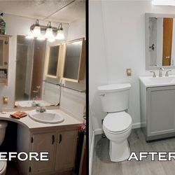 Ridgeline Home Improvements - Before and After of Budget Friendly Bathroom