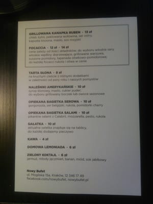 Menu photo 1 Nowy Bufet Kraków, MA Menu photo 1 Nowy Bufet Kraków, MA