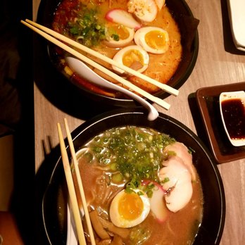 Ramen Dozo - Upper one- spicy miso soup. Lower- shoyu. Both with chicken. - Ramen Near Me - Tempe, Arizona Ramen Dozo - Upper one- spicy miso soup. Lower- shoyu. Both with chicken. - Ramen Near Me - Tempe, Arizona