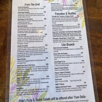 Island Lava Java - We ordered the big island basics $17, Belgian waffle $14 and fruit bowl $10 - American Near Me - Kailua Kona, Hawaii