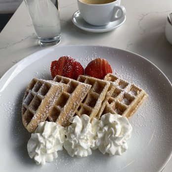 Arandas Cafe - Strawberries & cream waffle (not impressive texture/flavor tasted like a regular store bought dry mix cooked in a home use appliance) - Breakfast & Brunch Near Me - Imperial Beach, California Arandas Cafe - Strawberries & cream waffle (not impressive texture/flavor tasted like a regular store bought dry mix cooked in a home use appliance) - Breakfast & Brunch Near Me - Imperial Beach, California