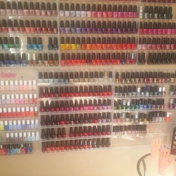 Uptown Spa - Huge array of colors - and gel colors on the other wall - Nail Salons Near Me - La Crescenta, California